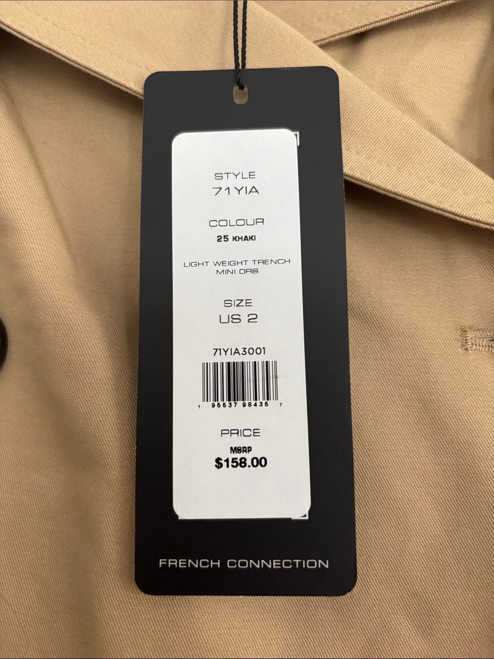 French Connection Tan Off-Shoulder Double-Breasted Midi Dress - Picture 2 of 3